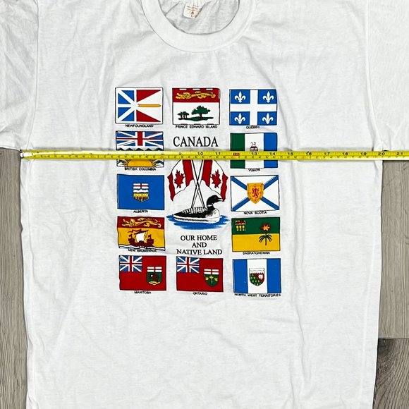 Canada Vintage 1990s Province Flags White Large T-Shirt - Picture 4 of 6